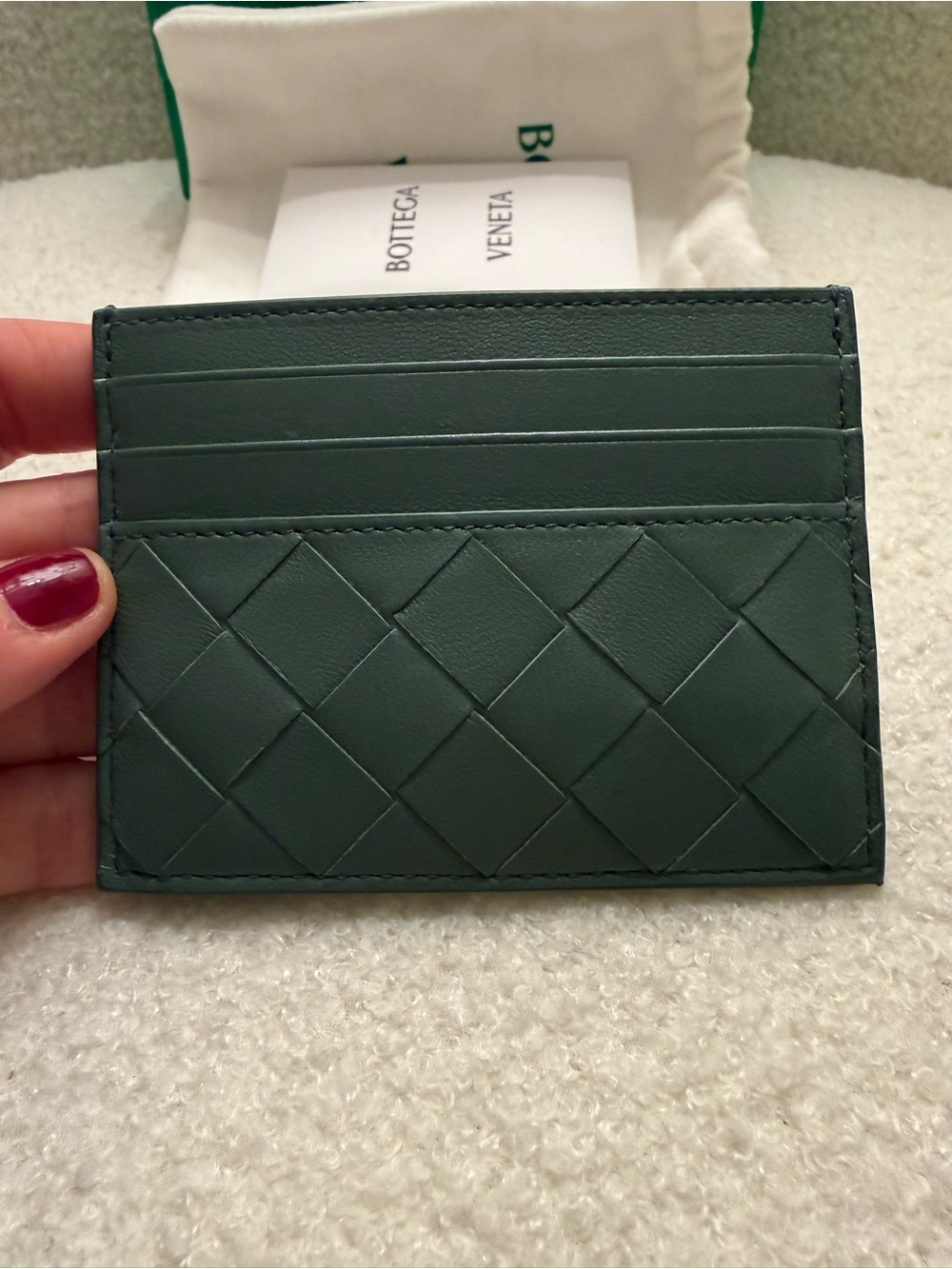 Bottega Veneta Forest Green Intrecciato Leather Card Case